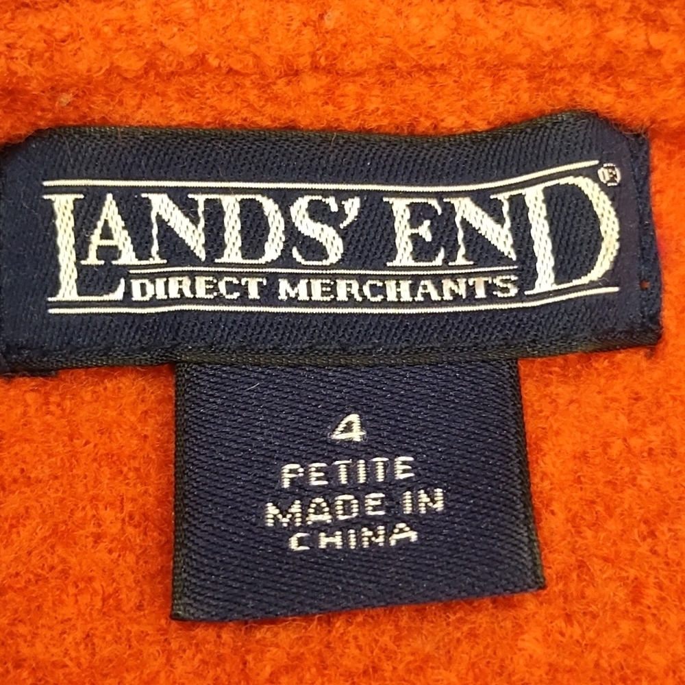 Lands' End Jacket Women's Orange 100% Wool Button Up Pockets Collared Size 4 - Picture 9 of 10